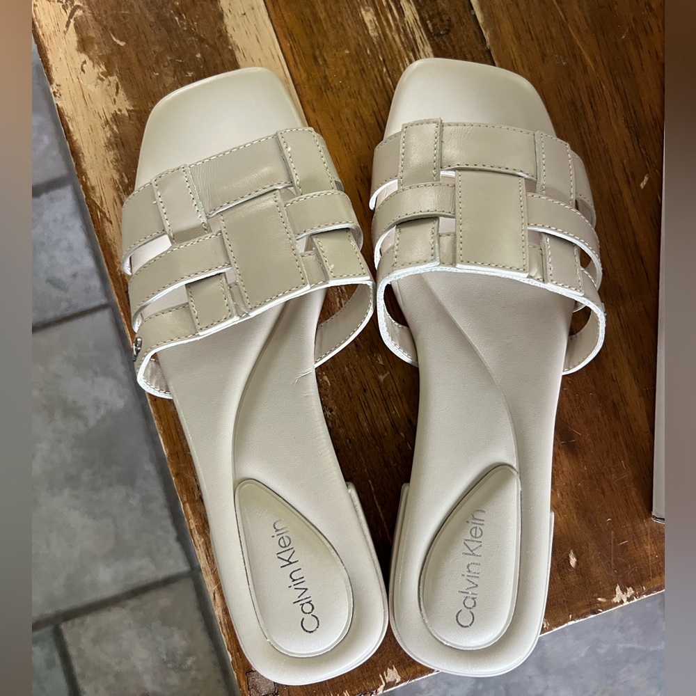 Calvin Klein Cream Sandals Minimalist Design